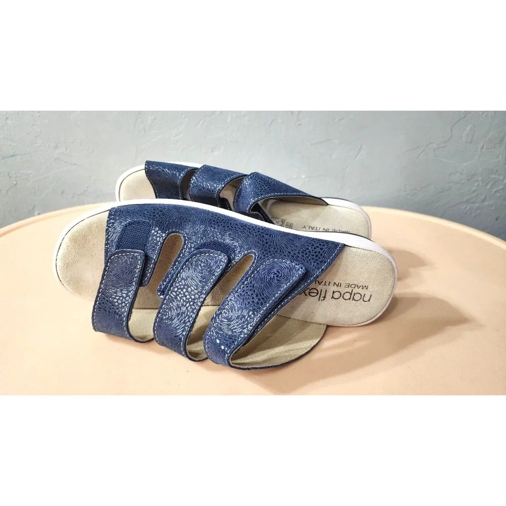 Napa Flex Women's Brenda Slides Blue Sandals Size‎ 10M Casual